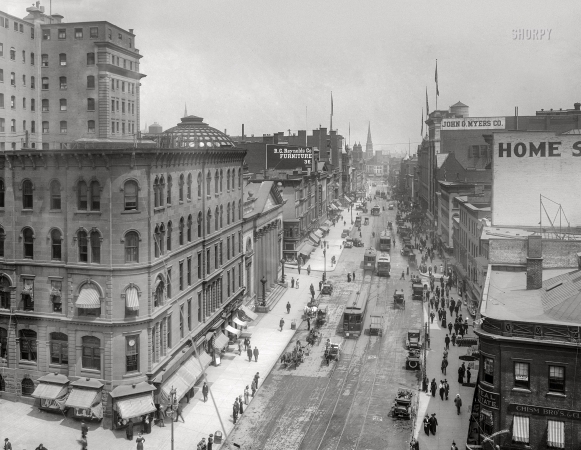 Photo showing: Pearl from State -- 1914. Pearl Street from State Street -- Albany, New York.