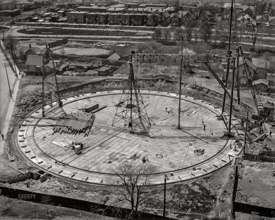 Photo showing: Station A -- May 10, 1912. Gas holder, Station A, Detroit City Gas Company.