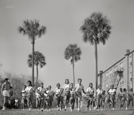 Photo showing: Florida Field Day -- February 1943. Daytona Beach, Florida. Bethune-Cookman College. Physical education class.