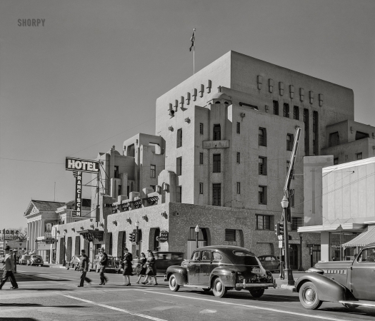 Photo showing: Hotel Franciscan -- February 1943. Albuquerque, New Mexico. The Hotel Franciscan on Central Avenue.