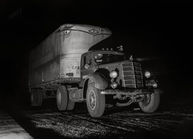 Photo showing: Night Rider II -- March 1943. John Phillips enroute to Mobile, Alabama, on U.S. 29 near Greenville, Alabama.